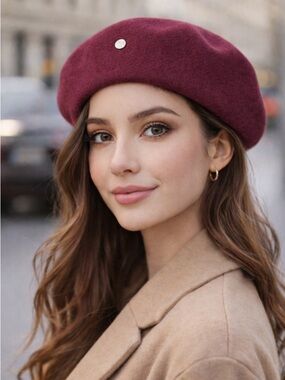 Classic Wool REDDISH Beret Hat – French Style Chic | Soft & Timeless NEW
